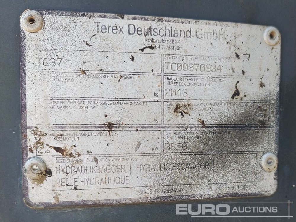 2013 Terex TC37 - Mini bager: slika 5 2013 Terex TC37 - Mini bager: slika 5