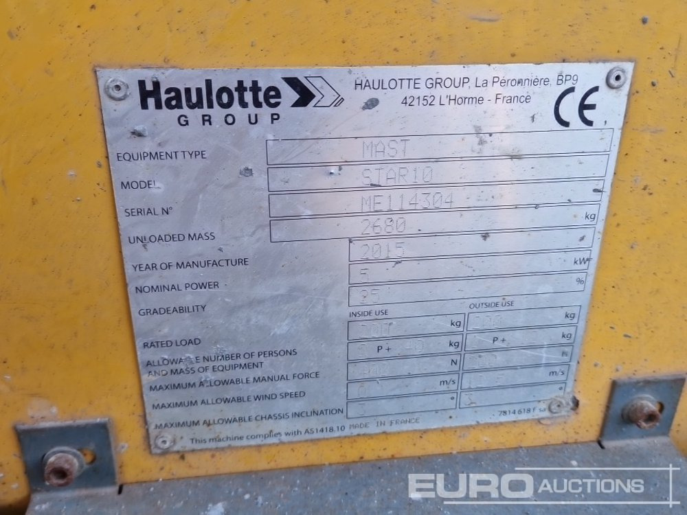 Jarbolna penjajuća platforma 2015 Haulotte Star 10: slika 30