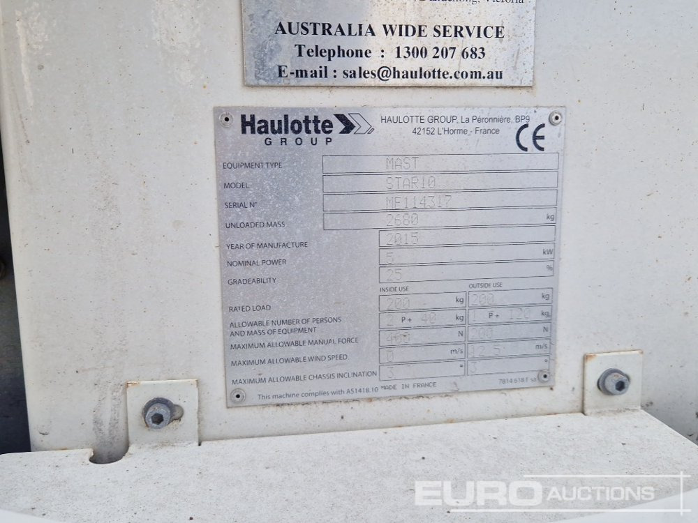 Jarbolna penjajuća platforma 2015 Haulotte Star 10: slika 17 Jarbolna penjajuća platforma 2015 Haulotte Star 10: slika 17