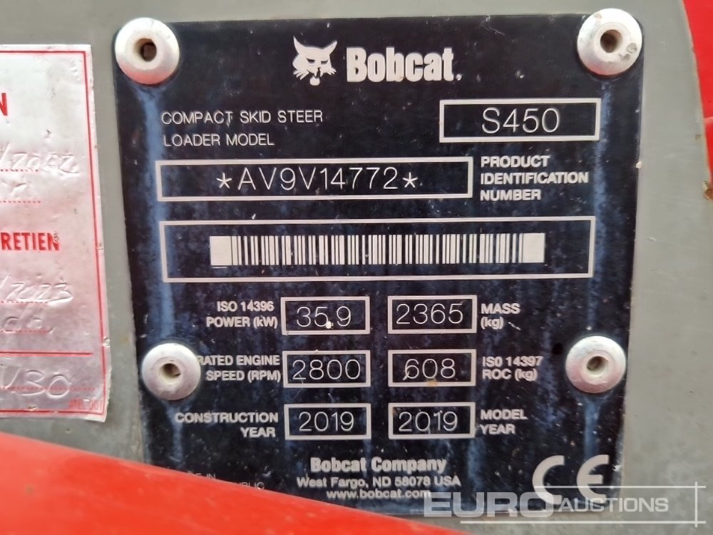 Mini utovarivač 2019 Bobcat S450: slika 23