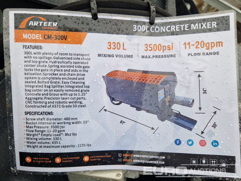 Mešalica za beton Unused 2025 Arteer CM-300V: slika 9