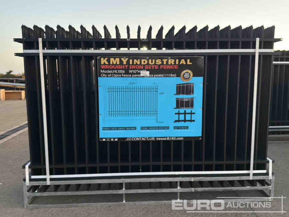 Unused 2025 KMY Industrial Iron Site Fence, Qty (20 of) Fence Panels, (21 of) Posts (W10XH6') Powder Coated Surface - Instrument/ Oprema: slika 2 Unused 2025 KMY Industrial Iron Site Fence, Qty (20 of) Fence Panels, (21 of) Posts (W10XH6') Powder Coated Surface - Instrument/ Oprema: slika 2