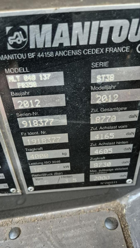 MANITOU MLT840/ 2012 - Teleskopski upravljač: slika 4 MANITOU MLT840/ 2012 - Teleskopski upravljač: slika 4