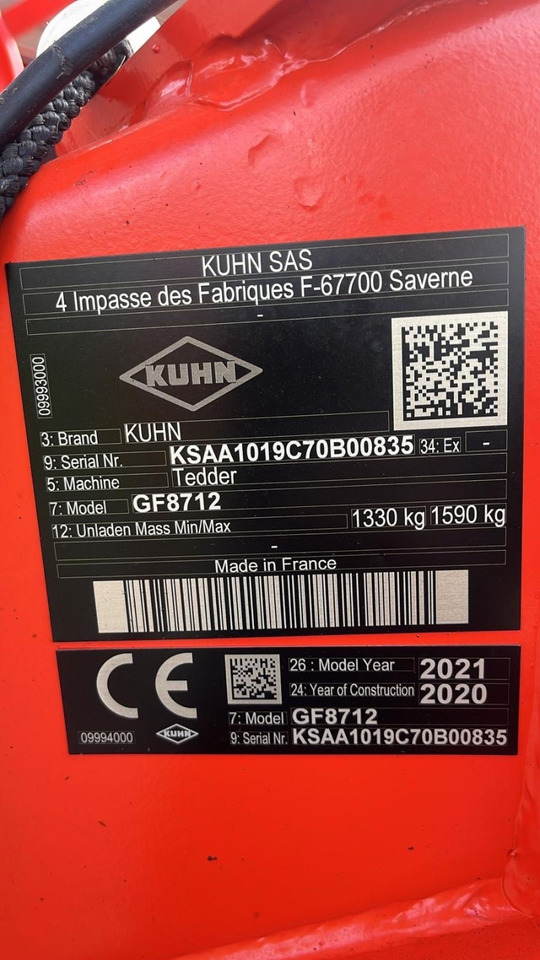 Kuhn GF8712 - Prevrtač/ Grabuljač: slika 2 Kuhn GF8712 - Prevrtač/ Grabuljač: slika 2
