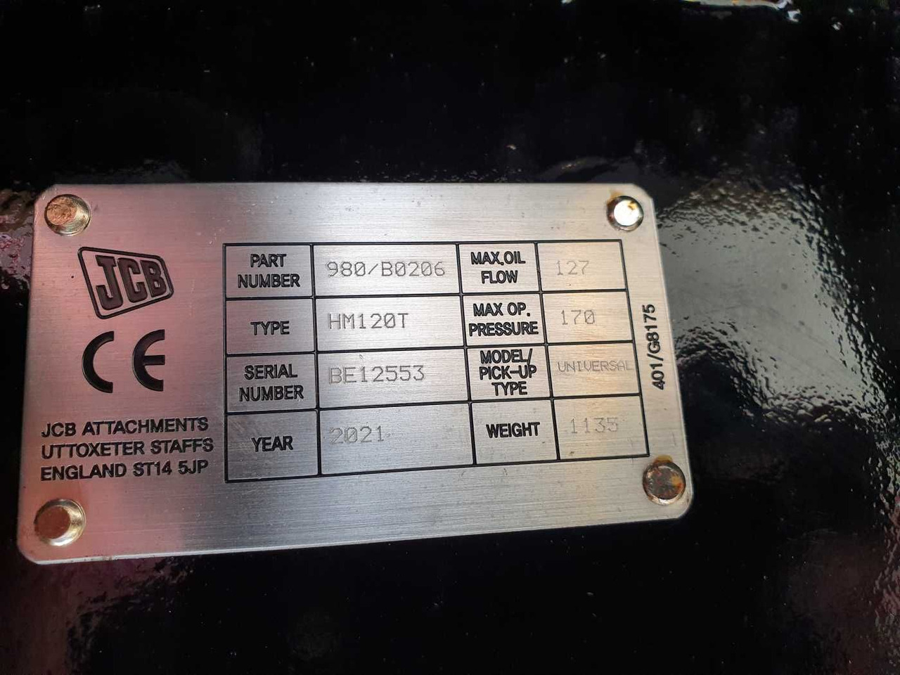 Hidraulični čekić za Građevinska mašina JCB HM120T / Hydraulikhammer / MS21 / 12-18 to: slika 11