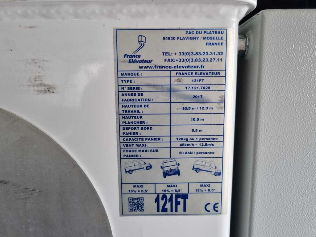 Vazdušna platforma montirana na kamion, Dostavno vozilo Renault Master 2.3 dCi / France Elevateur 121FT, 12m: slika 10