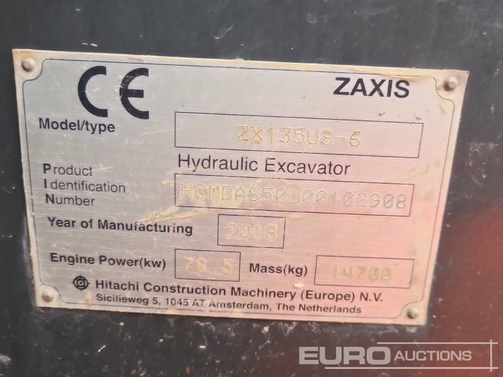 Bager guseničar 2018 Hitachi ZX135US-6: slika 49