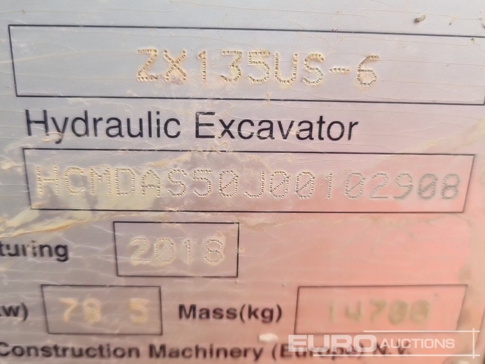 Bager guseničar 2018 Hitachi ZX135US-6: slika 50