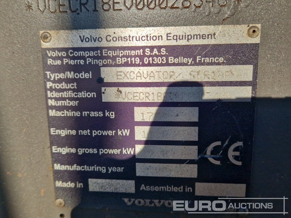 Mini bager 2022 Volvo ECR18E: slika 40