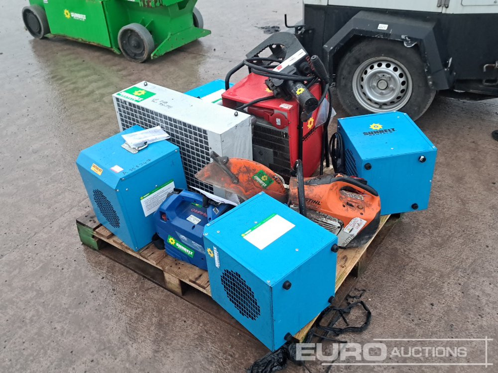 Pallet of Heaters, Stihl TS420 Consaw, UIS 18 Volt Hydraulic Power Pack & Pipe Breaker, - Građevinska oprema: slika 1 Pallet of Heaters, Stihl TS420 Consaw, UIS 18 Volt Hydraulic Power Pack & Pipe Breaker, - Građevinska oprema: slika 1