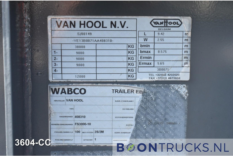 Poluprikolica za prevoz kontejnera/ Poluprikolica sa promenjivim sandukom Van Hool 3B0071 € 11500 STACK PRICE | 20-30ft * ADR: FL, AT, OX * 3840 KG * LIFT AXLE: slika 11