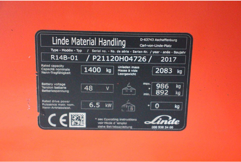 Električni viljuškar Linde R14B-01: slika 19