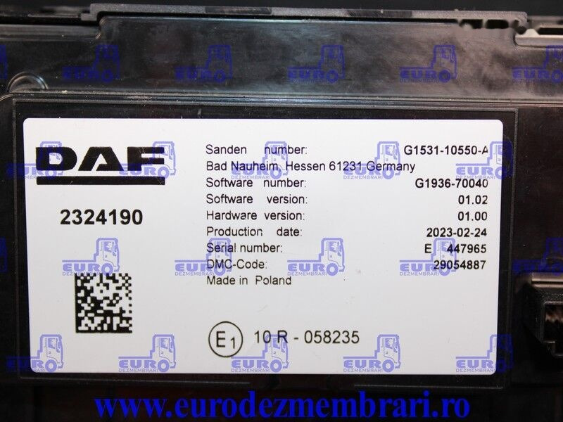 DAF XF 2324190, 2295570 - Upravljačka jedinica za Kamion: slika 1 DAF XF 2324190, 2295570 - Upravljačka jedinica za Kamion: slika 1