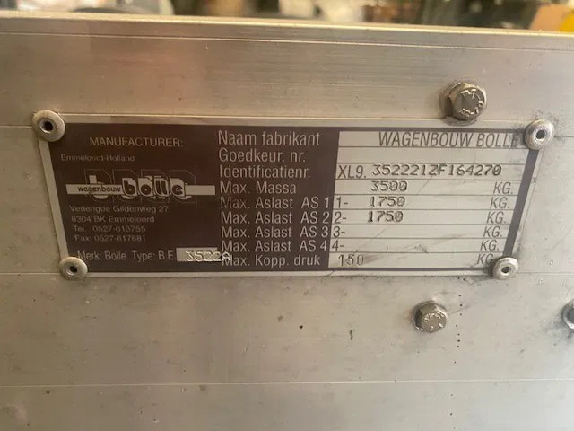 Diversen Bolle . 2 asser aanhangwagen voor kogelkoppeling 3500 kg - Prikolica sa golom šasijom: slika 5 Diversen Bolle . 2 asser aanhangwagen voor kogelkoppeling 3500 kg - Prikolica sa golom šasijom: slika 5
